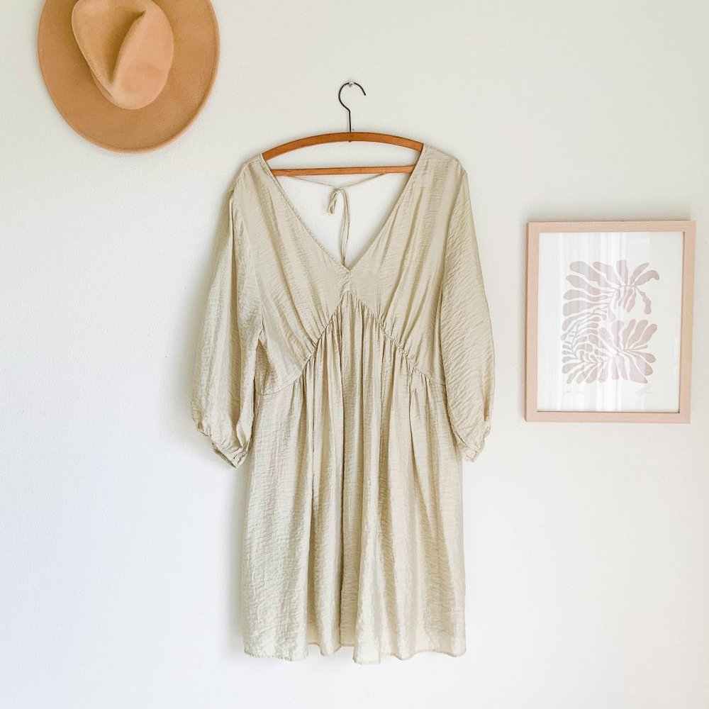 Light Green Satin V-neck Dress